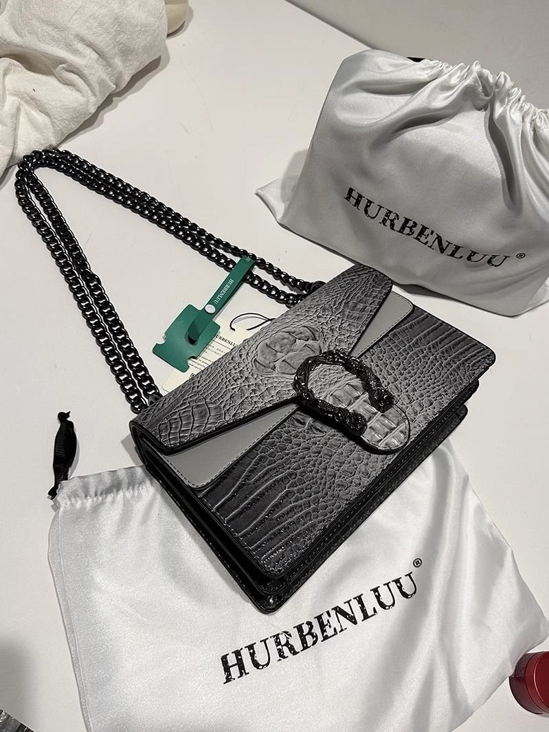 Crocodile Embossed Chain Bag - Image 2