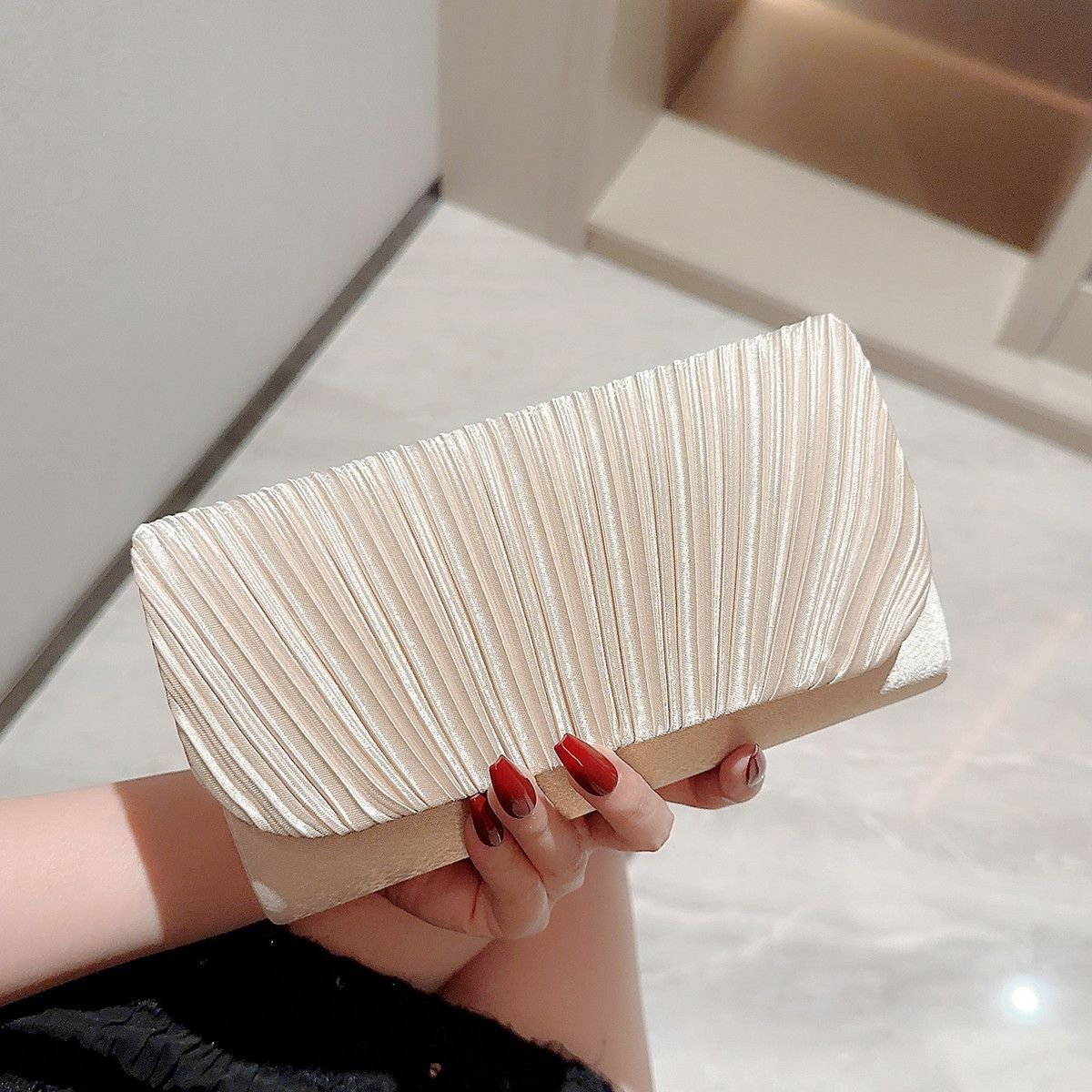 Pleated Textured Clutch Bag