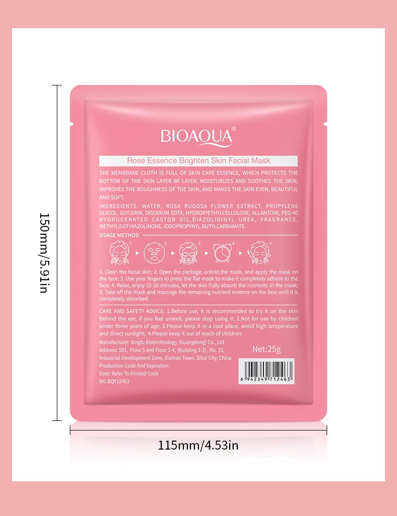 BIOAQUA Rose Essence Brightening Facial Mask - Image 4