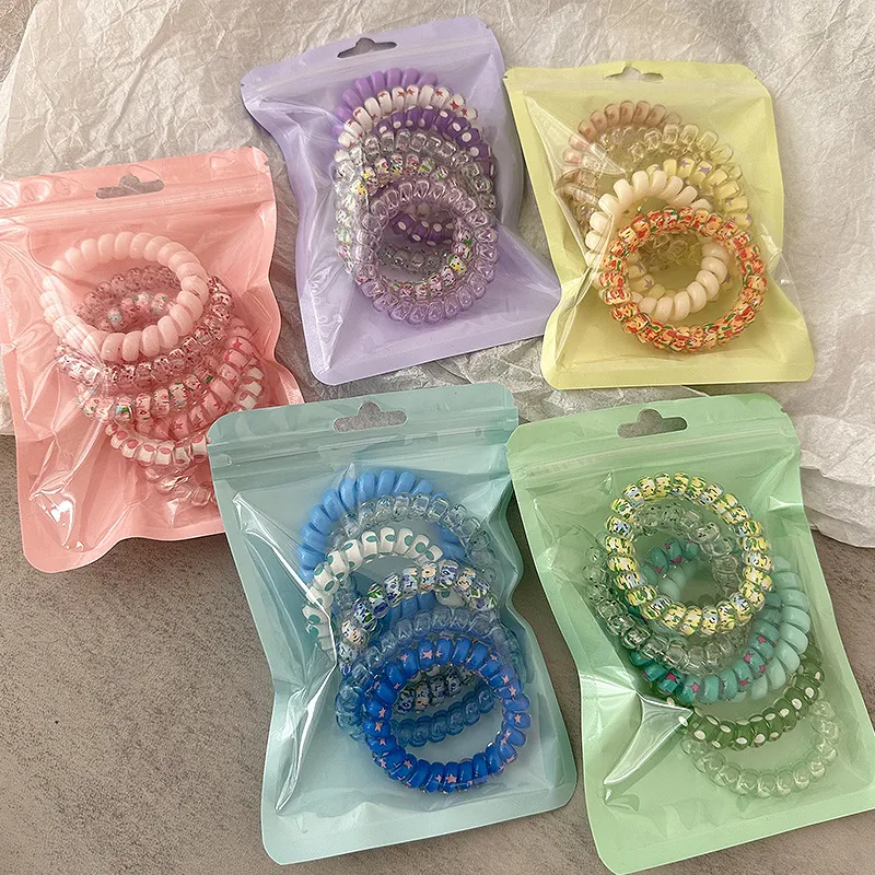 6Pcs Colorful Spiral Hair Ties Set - Image 2