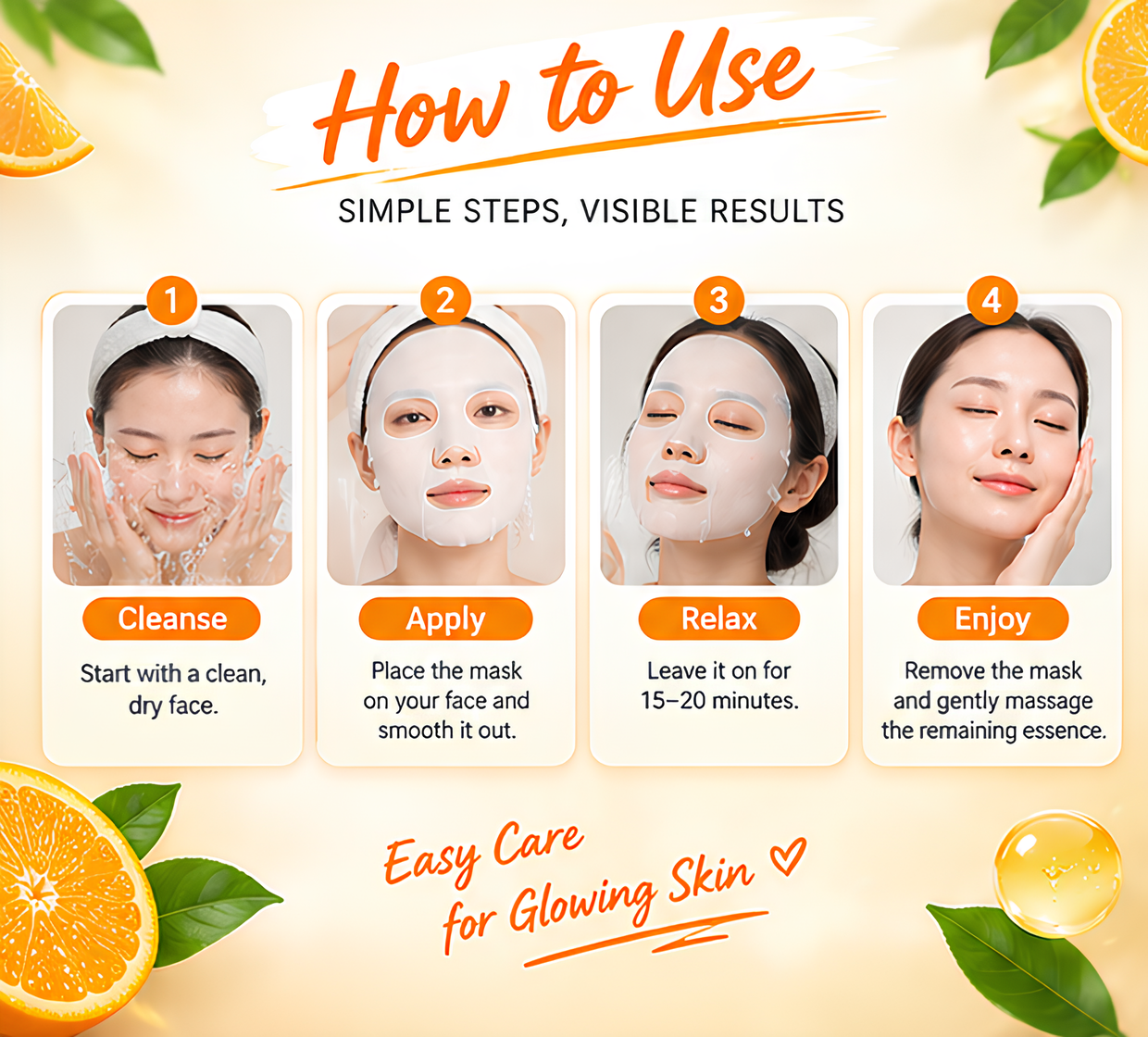 BIOAQUA Freshen Orange Vitamin C Brightening Facial Mask - Image 3